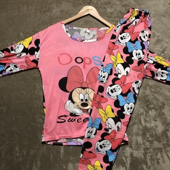Disney Minnie Mouse Pyjamas 2 Piece Kids Sz L (0186) NEW No Tags - Picture 1 of 10